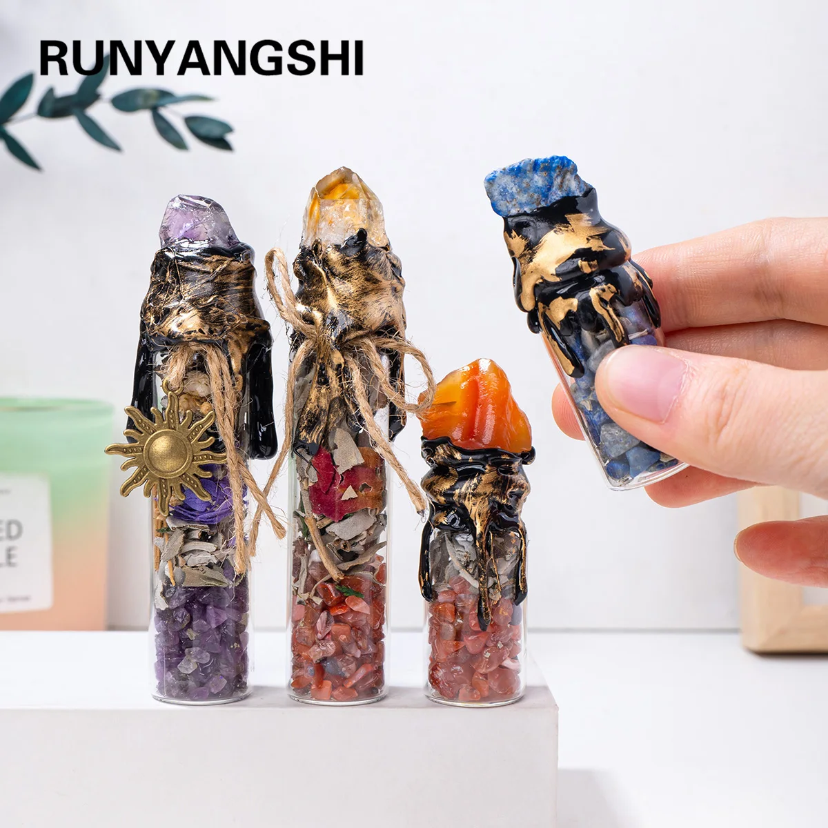 1PC Natural Crystal Magic Crystal Energy Stone Wishing Drifting Bottle Spiritual Healing Stone With Raw