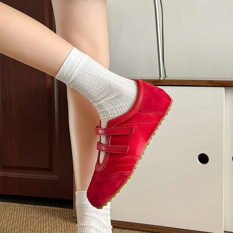 Aphixta Hook Loop Flat With Flats Shallow Elegant Women Flat Shoes Blue Suede Upper Loafers Mary Janes Shoes Casual Footwear