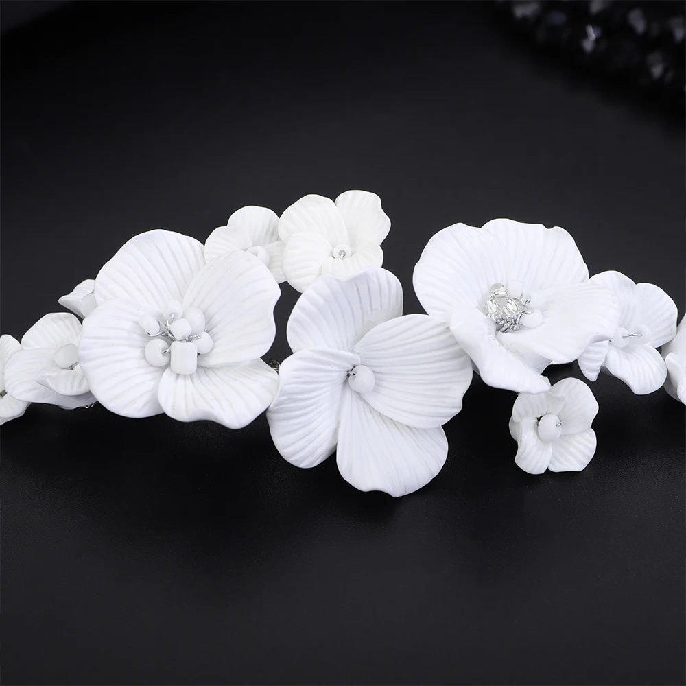 Flower Headpiece Women Bridal Hair Clip Party Headdress Wedding Hair Accessories Crystal Tiaras