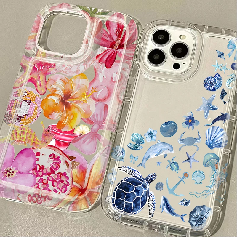 Luxury Blue Marine Organism Silicone Phone Case Cover