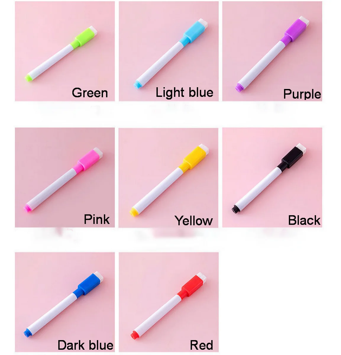 16Pcs 화이트보드 건식 지우개 마커 보관 상자 비자성 소형 11.3*1cm 문구류 사무실 8색 각 2개 화이트보드