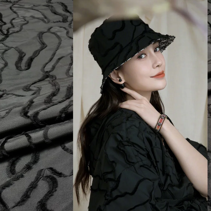 

Пряжа окрашенная жаккардовая ткань весна лето модное камуфляжное платье с бахромой тренчкот одежда дизайнерская ткань модная ткань по метру