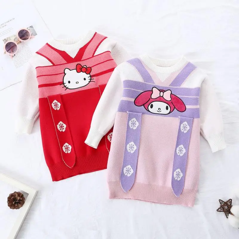 

Трикотажный Свитер «Hello Kitty Sanrio» для девочек, Осень-зима