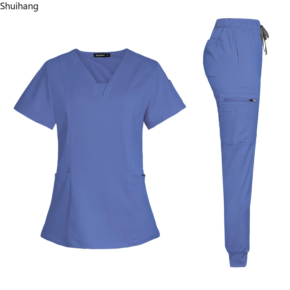 women-scrubs-nurse-accessories-medical-uniform-unisex-slim-fit-comfort-clinical-women-operating-room-work-uniform-jogger-suit