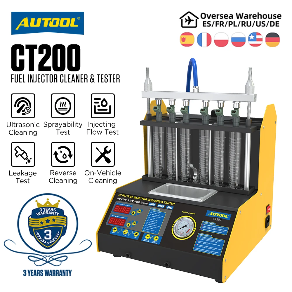Autool CT200 Car Fuel Injector Cleaner Auto Ultrasonic Cleaner Tester