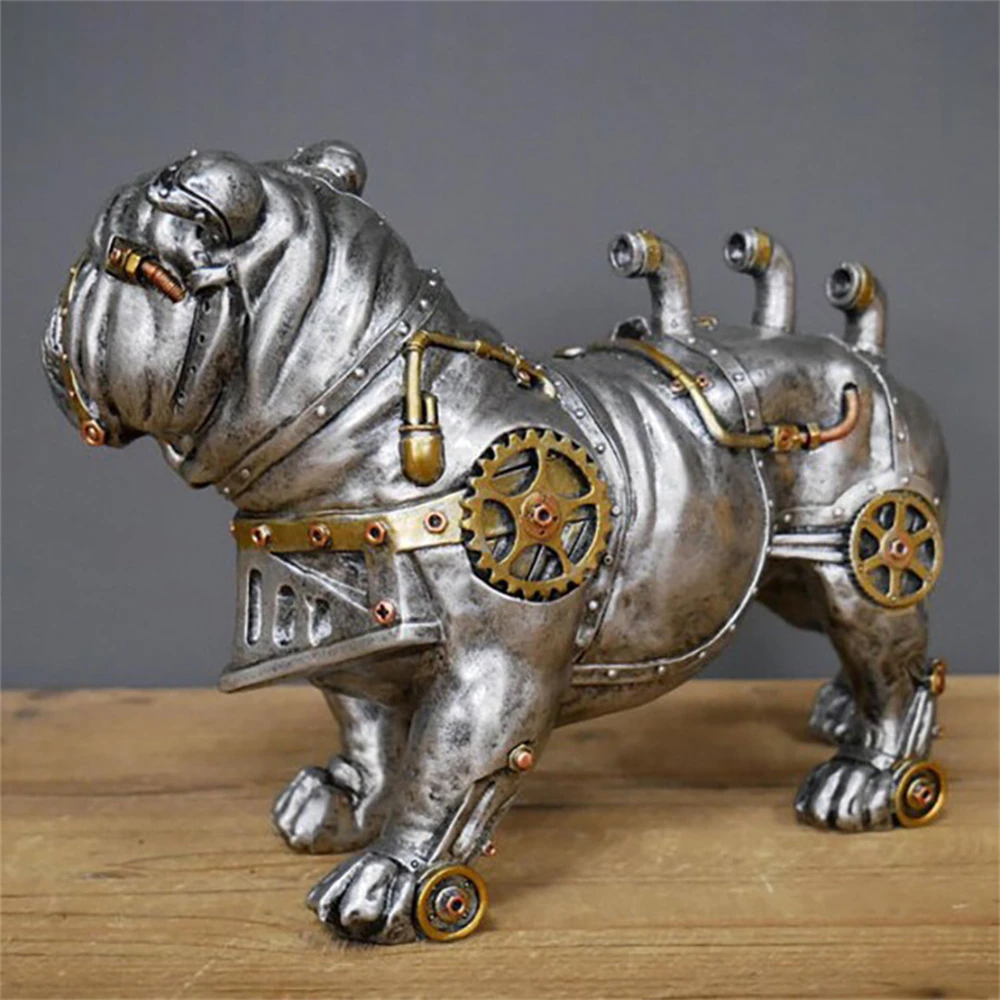 

Статуя собаки в стиле стимпанк, поделка из смолы для украшения дома, волк, Knick-Knack для гостиной, новогодний подарок, миниатюрная скульптура в виде животного
