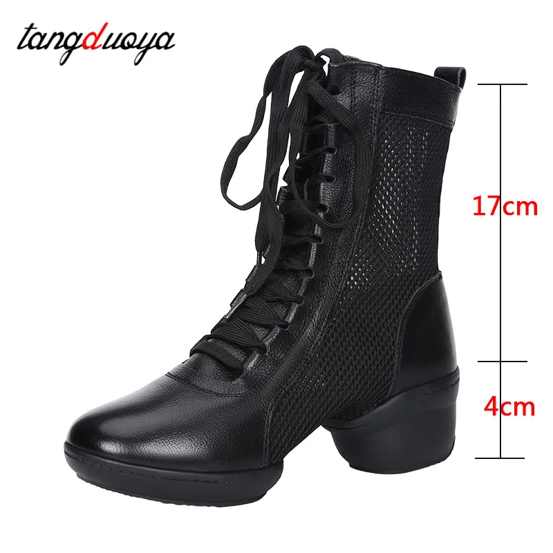 Square dance shoes women leather mesh cool women summer short boots dance sneakers outdoor modern jazz dancing shoes dance boots 6