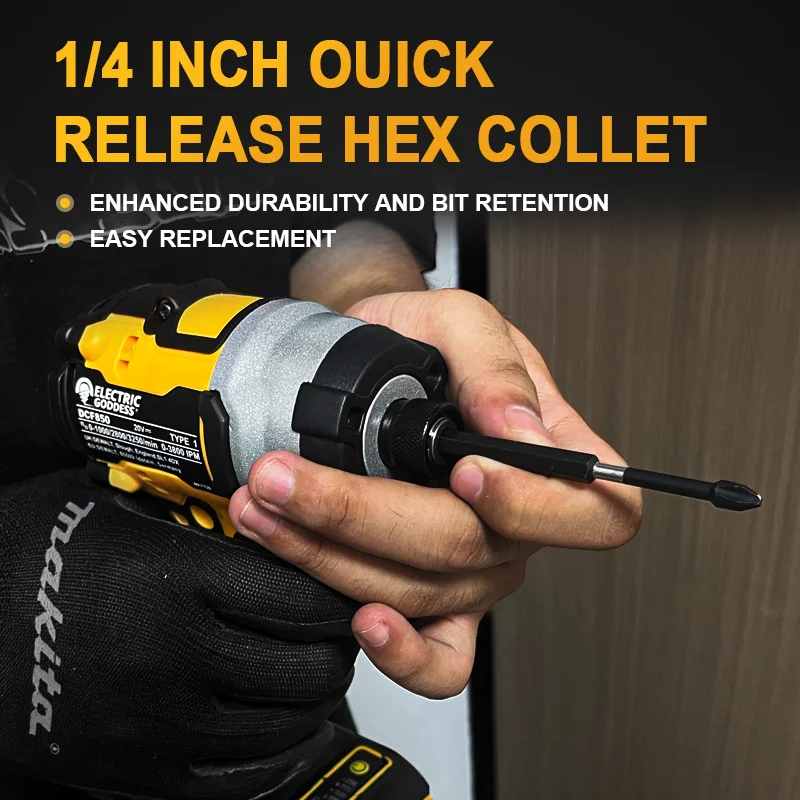 Electric Goddess DCF850 205N.m Cordless Impact Driver Tool Brushless Impact Drill Tool For 20V Dewalt Battery 5