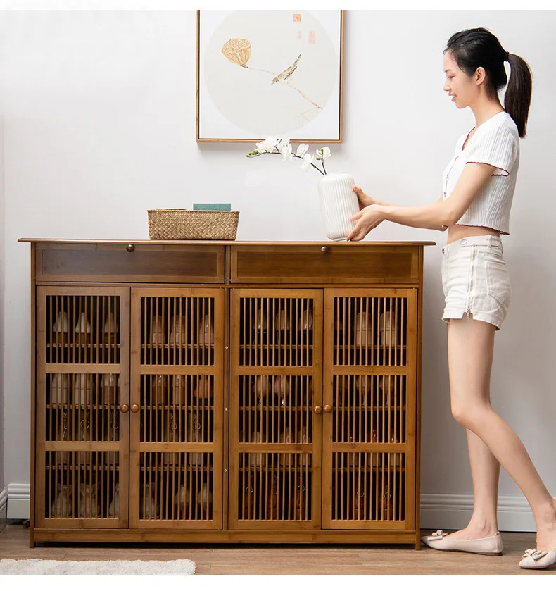 Bamboo Multi-Layer Shoe Cabinet for Entryway 1