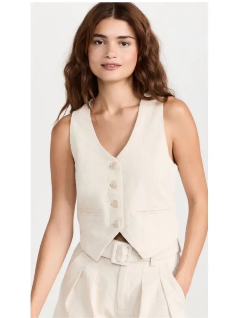Sleeveless Vests for Women Linen V-neck Solid Color Short Loose Version Modern Women's Top Jacket 2023 New Product Promotion