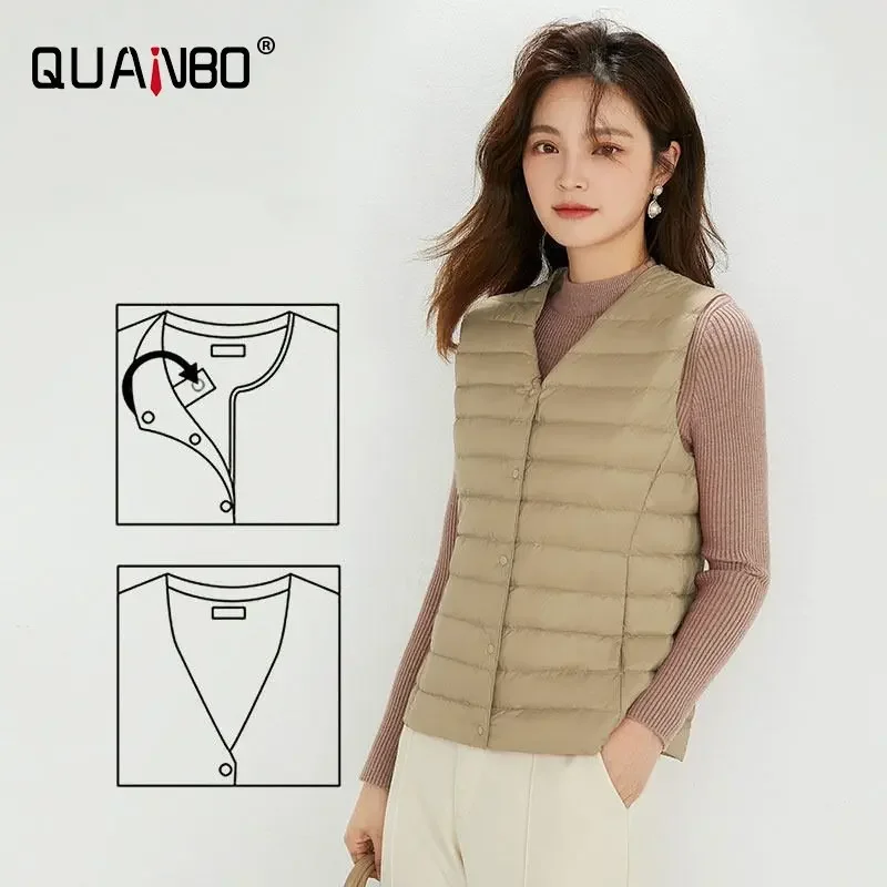 Women Sleeveless Puffer Vest Women's Ultra Light Down Vest Women Two Ways Waistcoat Portable Warm Sleeveless Winter Liner