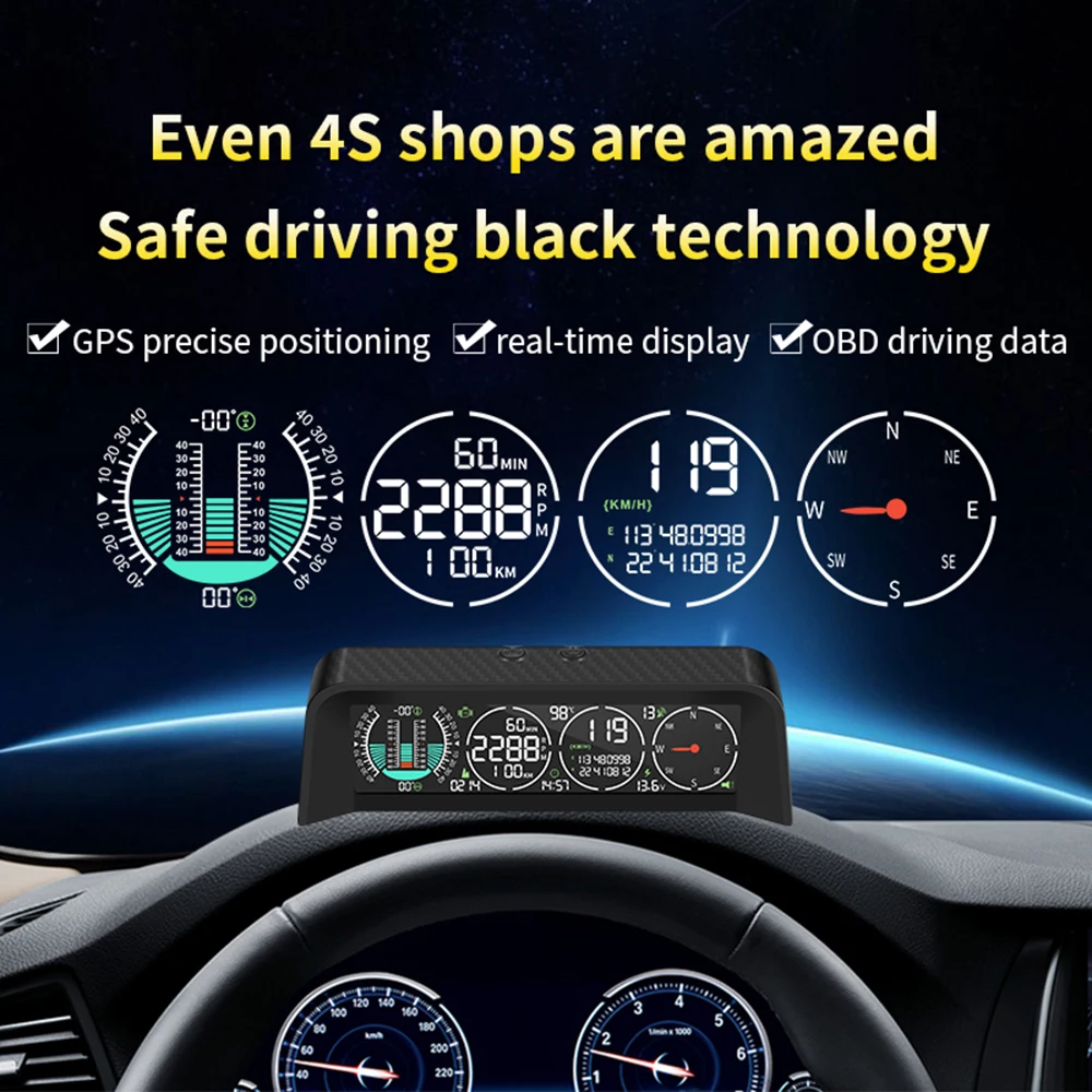 

2023 New X92 Incline Meter LCD Didplay OBD2 + GPS Car Head Up Display Hud TPMS With HUD Screen Smart GPS Tire Pressure Monitor