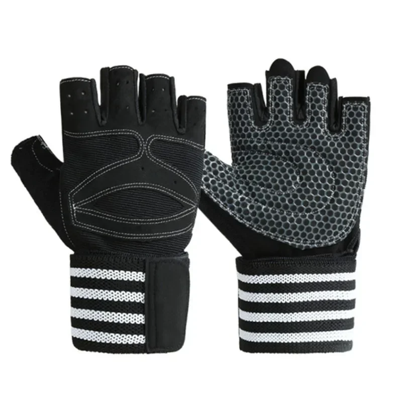 Sports Gloves Anti-skid Wear-resistant Soft Unisex Body Building Training Sports Mitten Lengthened Wristband for Adult sports gloves gym gloves