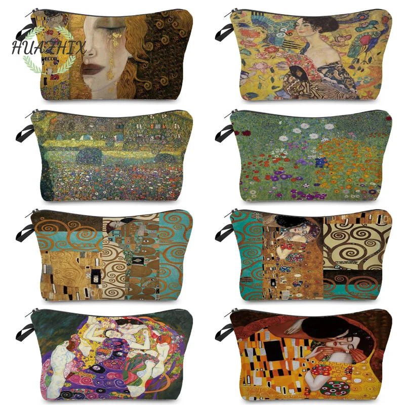 

Oil Painting Cosmetic Bags Customized Tear Cloth for Women Ladies Fashion Makeup Bag Canvas Organizer Multifunction Pencil Cases
