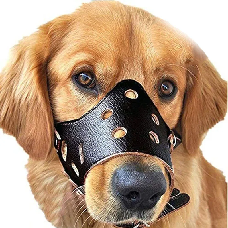 Soft Leather Dog Muzzle for Puppy Pit Bull Doberman German Shepherd dog muzzle