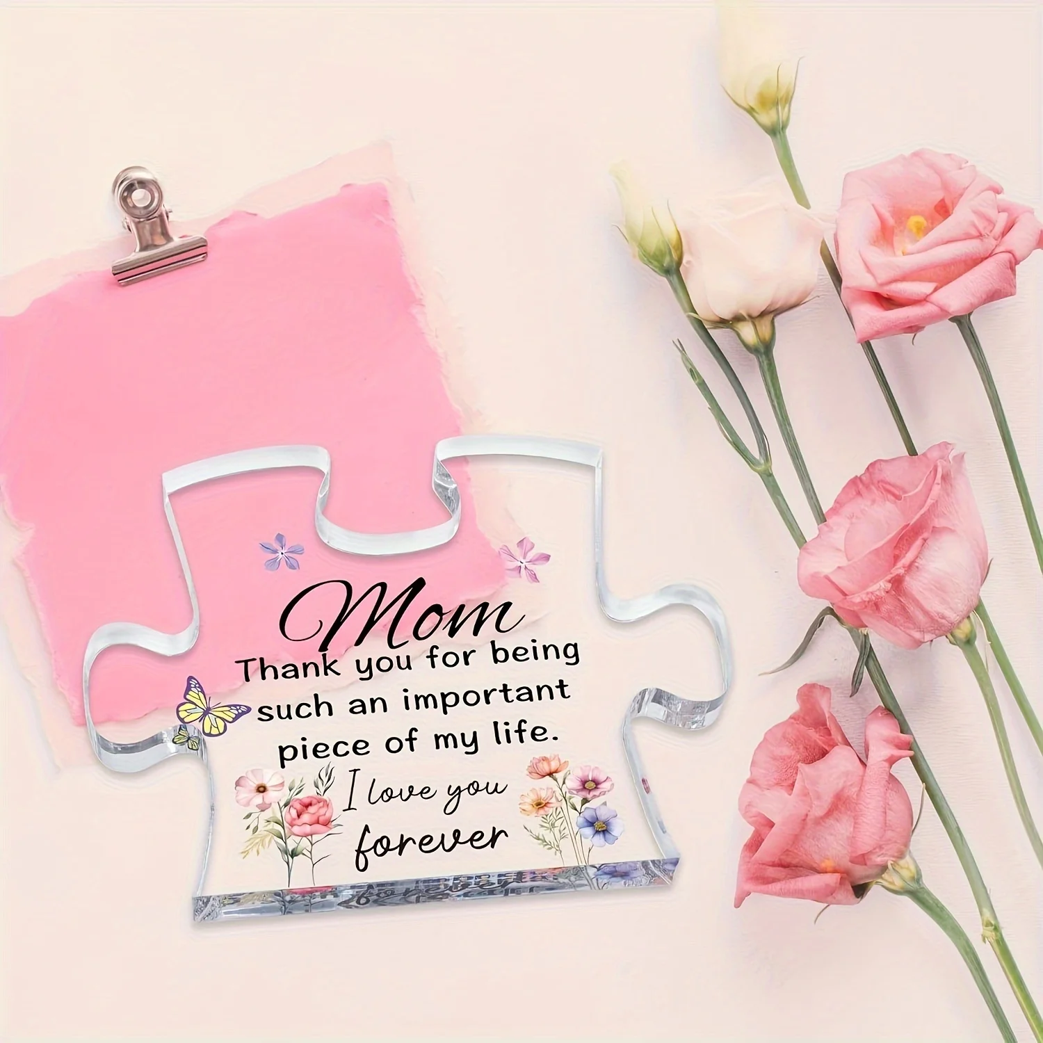 Regalo per la suocera Grazie Puzzle floreale rosso Pezzo ricordo Targa regalo / Regalo di ringraziamento Regalo di compleanno Ciondolo per la festa della mamma - Italia
