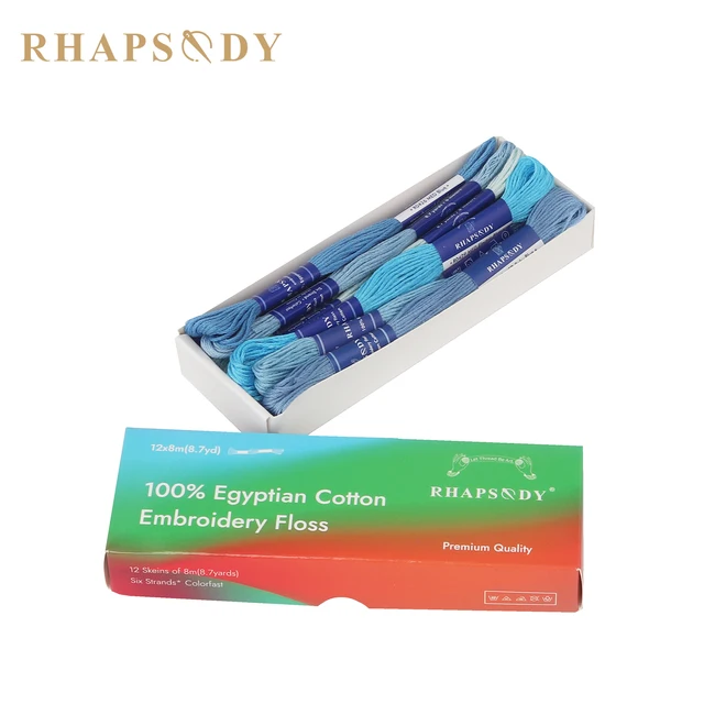 Rhapsody DMC qualité coton égyptien fil à broder 6 brins Double fil de point de croix mercerisé 12 couleurs ensemble 8 mètres écheveau 2