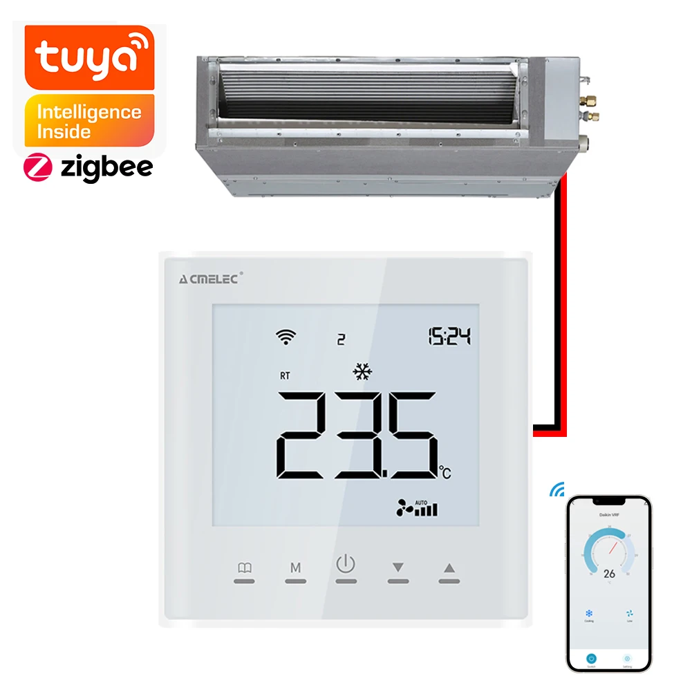 

Tuya Home Digital DaiKin Air Conditioning Thermostat Room Smart Wireless Touch Screen VRF LED Temperature Control Panel