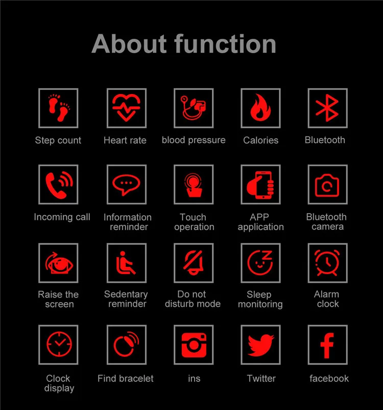 BOX Men and Women Bluetooth Smart Sports Bracelet Pedometer Heart Rate Blood Pressure Fitness Tracker Smartwatch for iOS Android