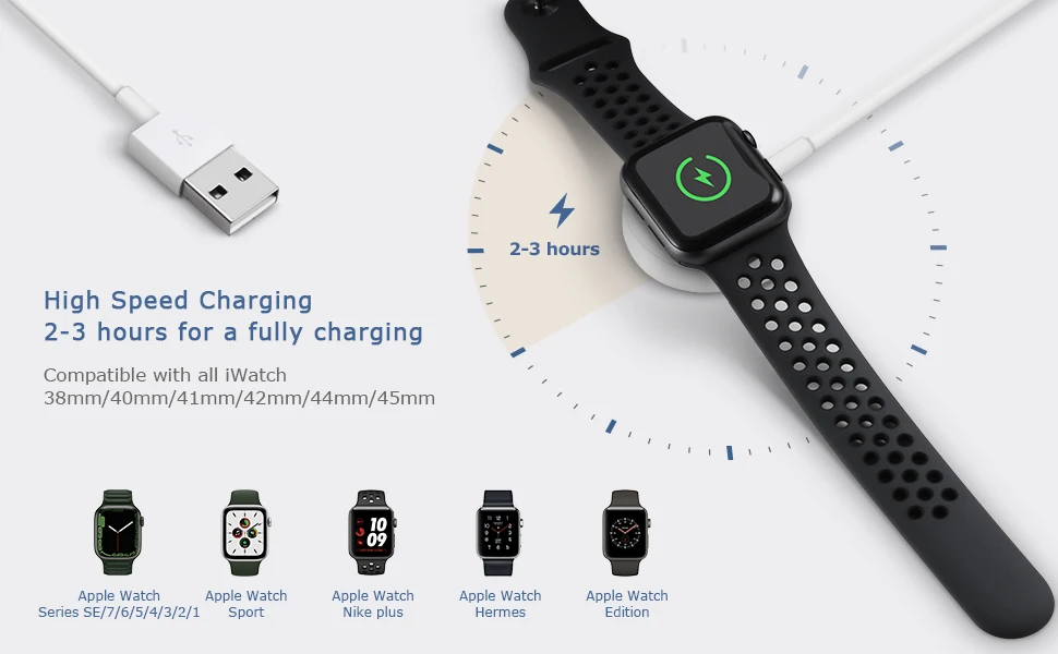 Watch Charger for iWatch Portable Wireless Charging Cable Compatible with Apple Watch Series SE/7/6/5/4/3/2/1