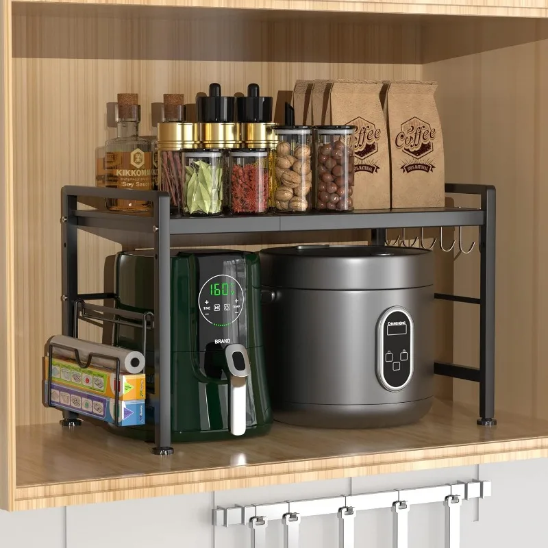 Extendable Microwave Oven Rack - Adjustable Kitchen counter shelf, 2 Tier Microwave Stand (L15.7~23.6" xW12.8 xH17.7) 4