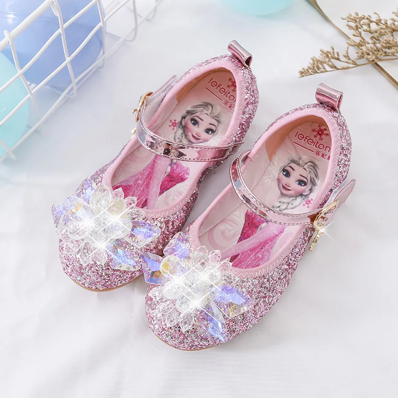 

Princess Crystal Shoes New Girls Single Shoes Frozen Aisha Sophia Rhinestones Shoes Performance Party Shoes Size dancing