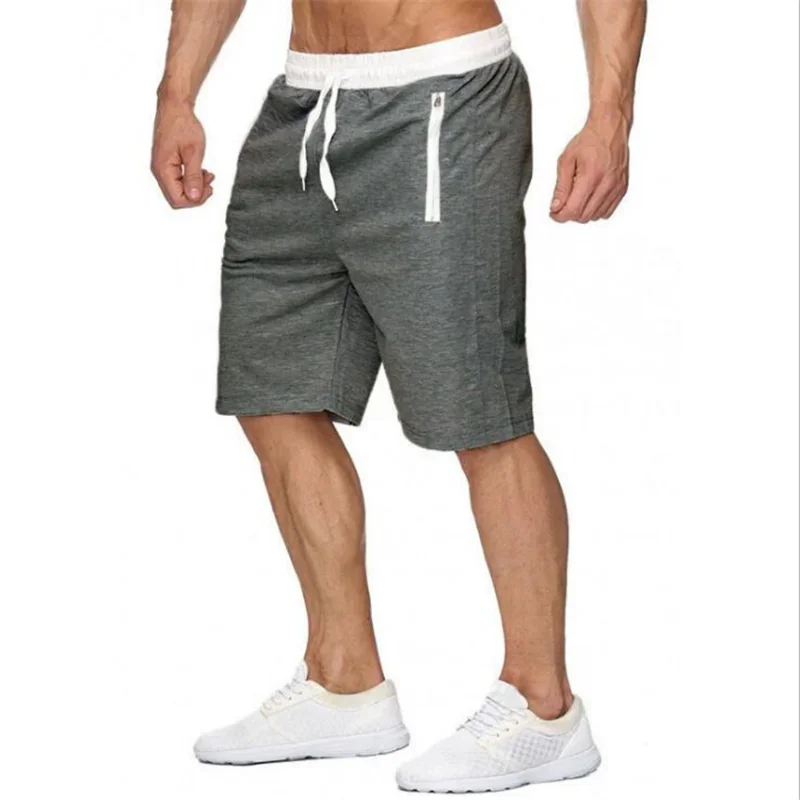 Mens Sports Pocket Solid Drawstring Short Pants Summer Running Thin Shorts Zippered Pocket Loose Casual Sweatpants Trousers