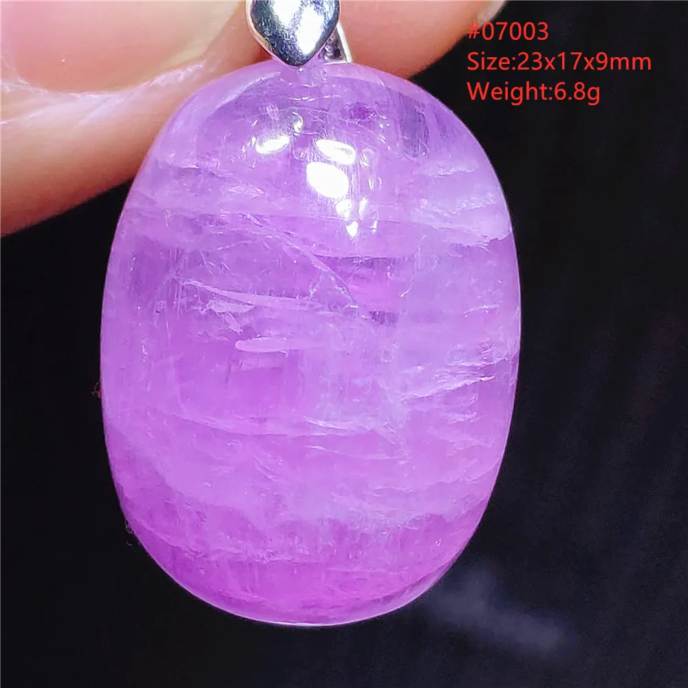 

Natural Purple Kunzite Oval Cat Eye Pendant Men Purple Kunzite Women Crystal Pendant Necklace Silver AAAAAA