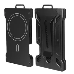 Ultra Strong Magnetic Metal Wallet - Sleek Magsafe Card Holder, Unisex Urban Style, Waterproof (Black)