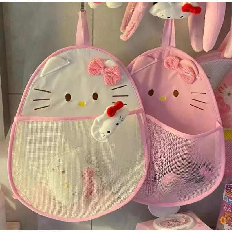 thumbnail image 2 of Hello Kitty-Bolsa de Red Kawaii con estampado de dibujos animados, cesta de ropa sucia para el Hogar, baño, dormitorio de estudiantes, bolsa de almacenamiento de artículos diversos, 2 of 5