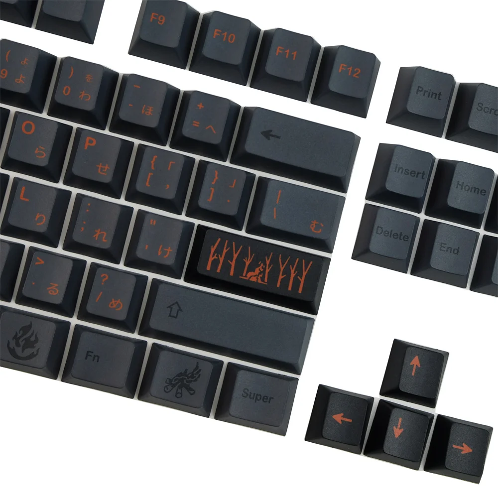 gmk cinder keycap japonês preto teclas completas cherry perfil tintura subbed iso para teclado mecânico
