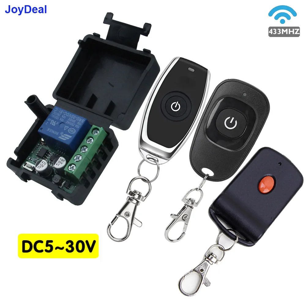 Interruptor sem Fio dc 5v 12v 24v 1ch Relé Módulo Receptor e Botão Universal 433 Mhz Controle Remoto para Portão Garagem Luz Lâmpada