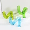 Shaped Clear Flower Vase Creative Twisted Glass Vase Candle Holders Wedding pieces Home Decoration Table Candlestick Holder 4