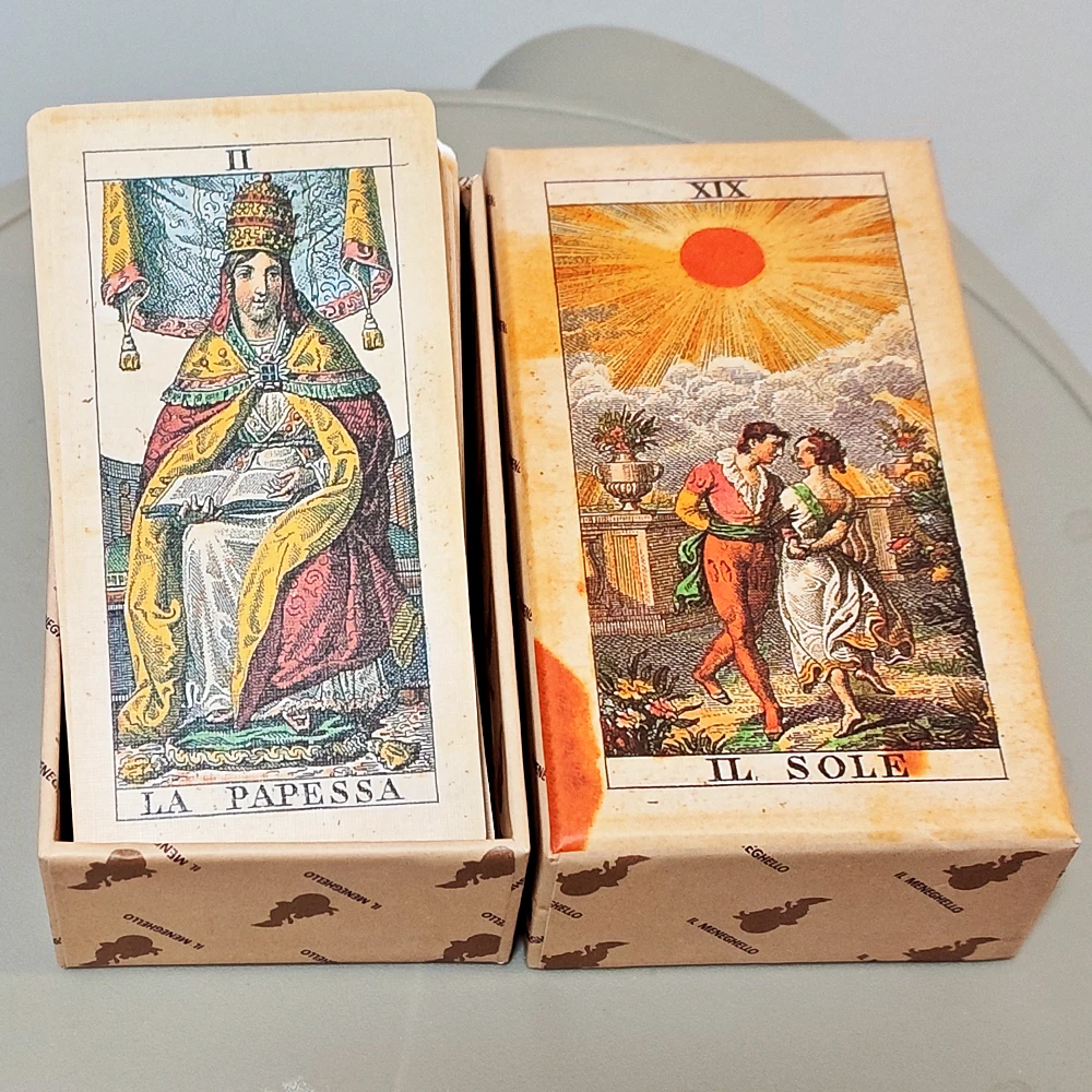 78 Pcs Double-embossed Cards Tarot Soprafino 1830 Vintage Italian Tarot Deck in Rigid Box, Historical Reproduction