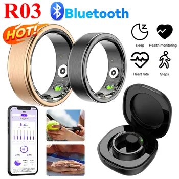 R03 Smart Ring Sleep Health Monitoring IP68 & 3ATM Waterproof Multi Sports for IOS and Android Men Women Smart Ring