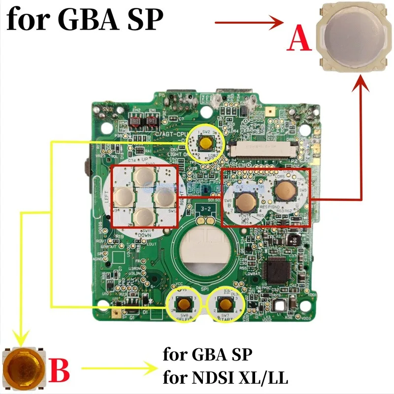 Replacement Conductive Film Button 15PCS Metal Dome Snap Contact for Nintendo Gameboy Advance SP GBA SP Select Start Button Repair Parts