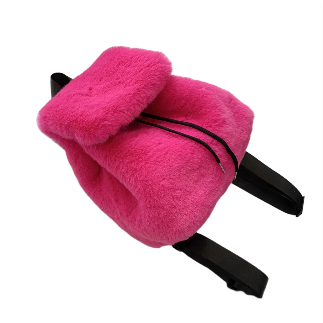 

Женские дорожные сумки на плечо, плюшевый рюкзак из искусственного меха, женский рюкзак с леопардовым принтом, однотонный мягкий флисовый рюкзак в стиле Харадзюку