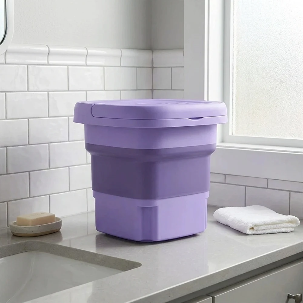 8L Portable Folding Washing Machine Mini Collapsible Laundry Bucket Deep Clean Clothes Classified Wash Space Saving For Underwea 1