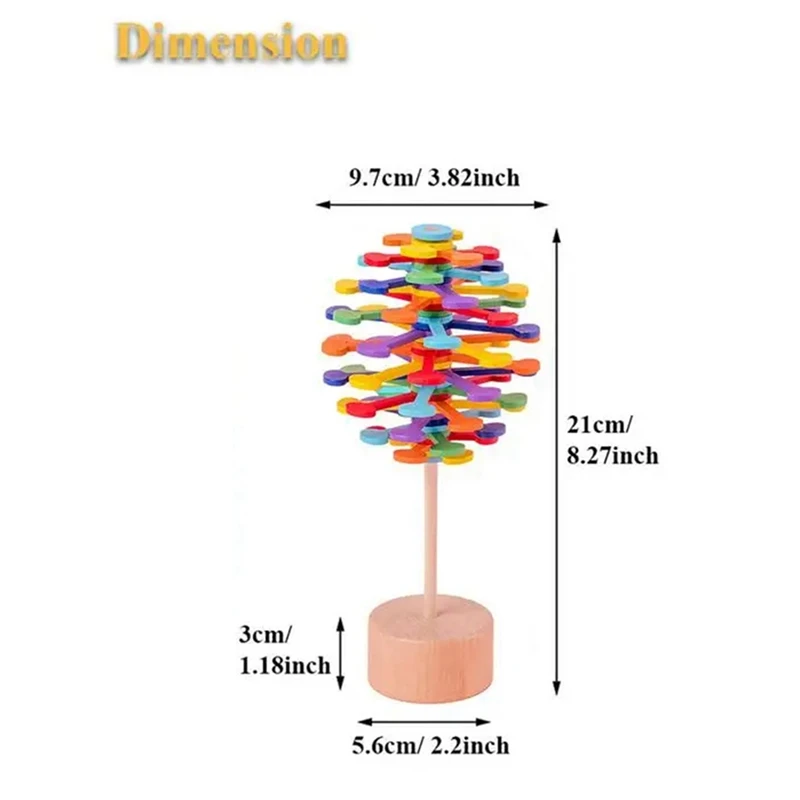 Wooden Spin Lollipop Fidget Toy-Sensory Educational Decompression Toy-Anxiety Stress Relief,A Durable