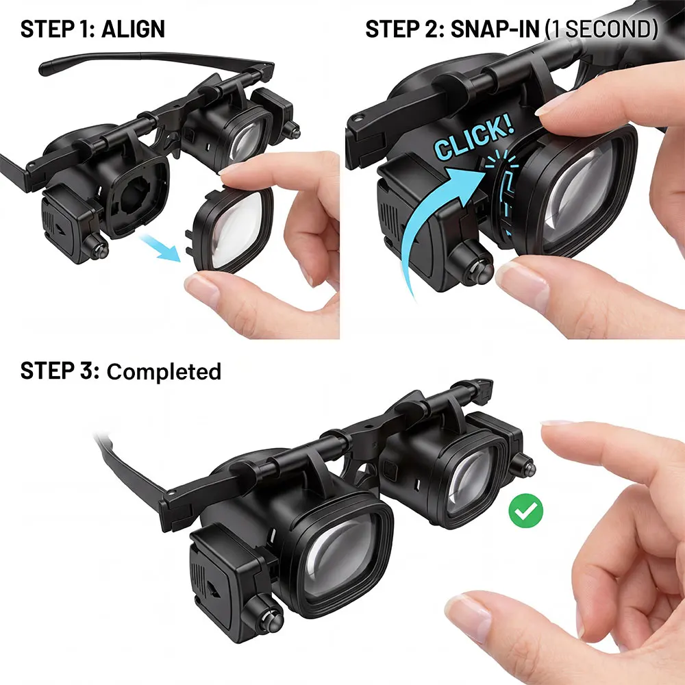 2X-24X 헤드밴드 돋보기(2개의 LED 조명 포함) 보석상 시계 제작자 수리 독서용 이중 눈 루페 교체 가능 렌즈