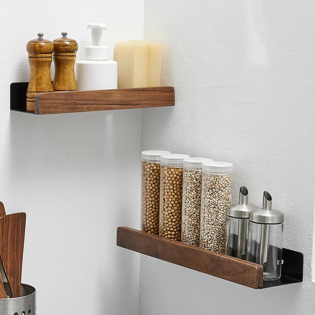 Bathroom Shelf No Drill Storage Rack Solid Wood Shower Shelf Toilet shelf  Portico Shampoo Holder Kitchen Storage Shelves - AliExpress