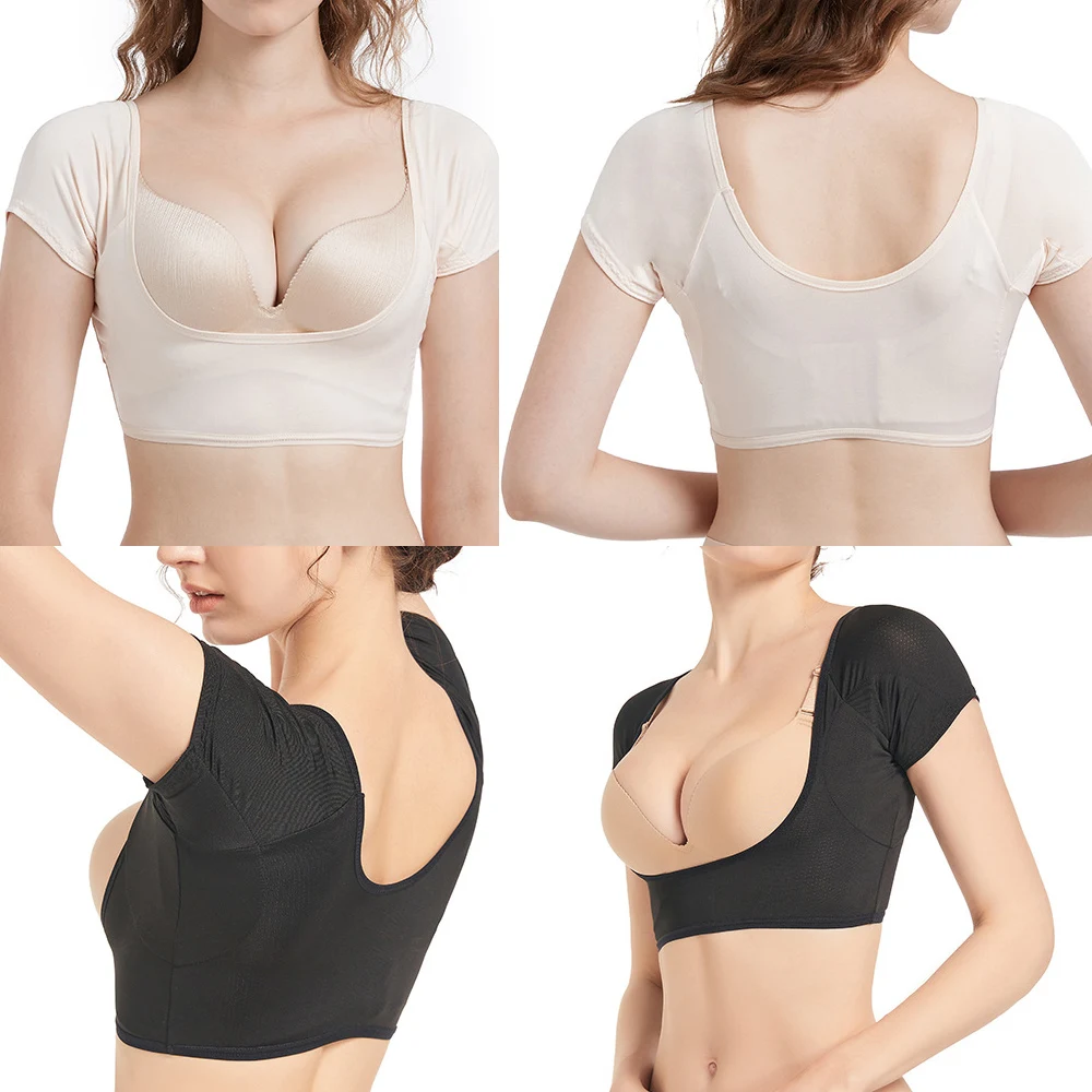 T-shirt Shape Sweat Pads Reusable Washable Underarm Armpit Sweat Pads Perfume Absorbing Breathable Soft Elastic Washable Dress underarm sweat pads