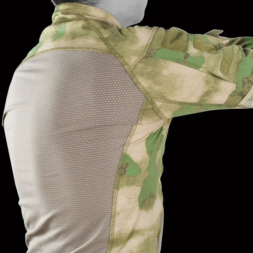 Tactical Shirts Camo 1/4 Long Sleeve Breathable Tops Softair Quick Dry breathable Multicam Outdoor Shirt Military Men Clothing 4