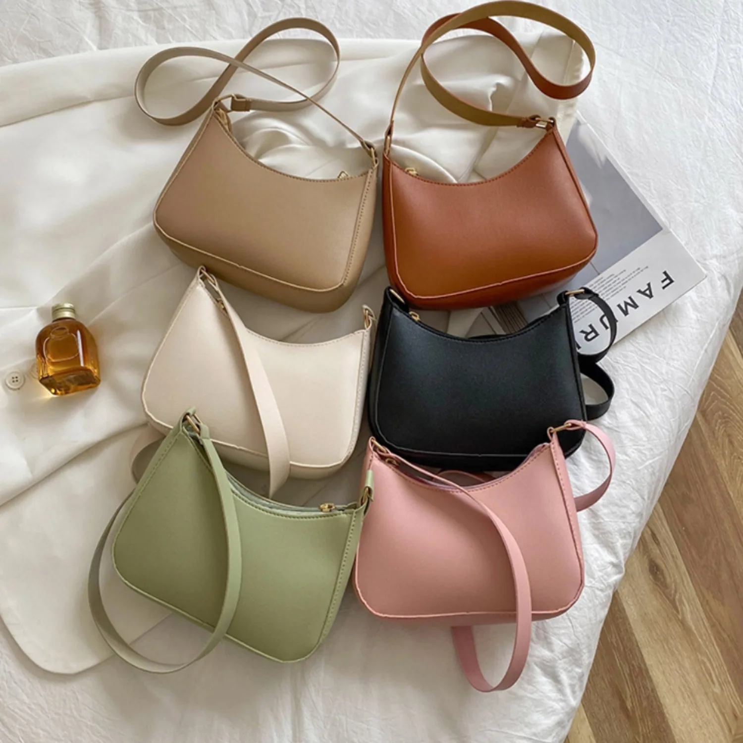 Ladies Fashion Shoulder Bags Retro Pure Color Macaron Small Square Bag Hundreds of Handbag Casual Women's Bags