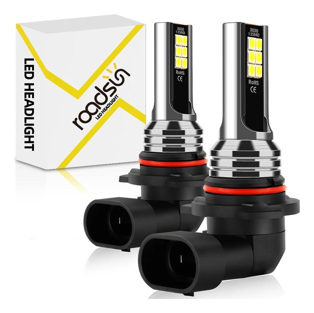 H8 HB4 H11 LED 안개등 전구 9005 HB3 9006 LED 램프, 매우 밝은 자동차 주간 운전 주행등, 12V 6000K, 2 개