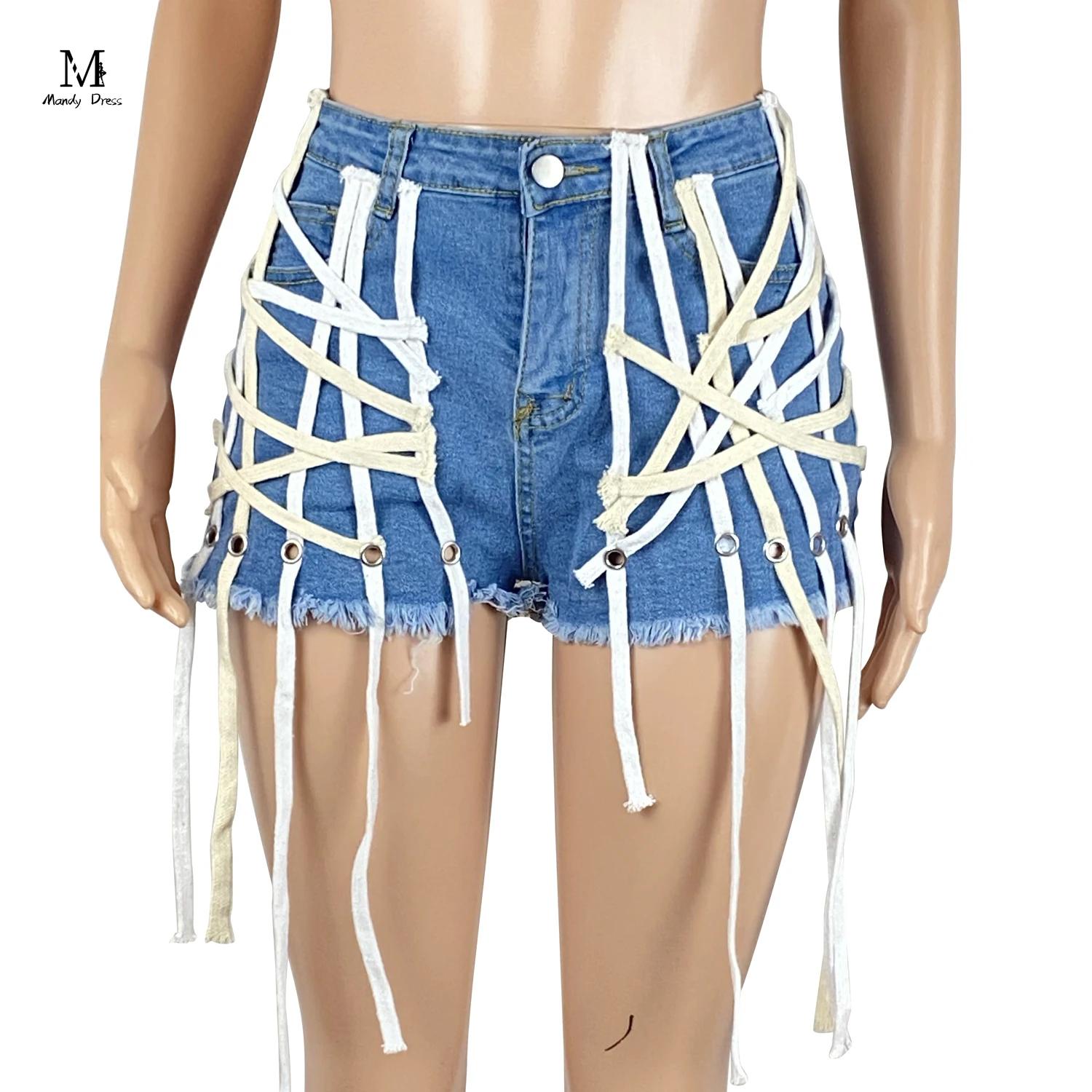 Summer Sexy Women Shorts Elastic Skinny Bandage Y2K Streetwear Clothes Hot Pants Fashion Spicy Girl Denim Short Jeans 2024