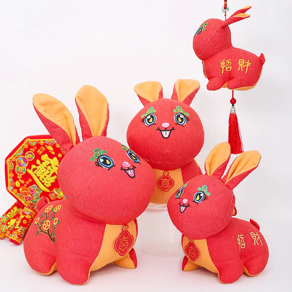 5pcs 어린이를위한 사랑스러운 토끼 인형 토끼 파티 용품 마스코트 장식 데스크탑 선물