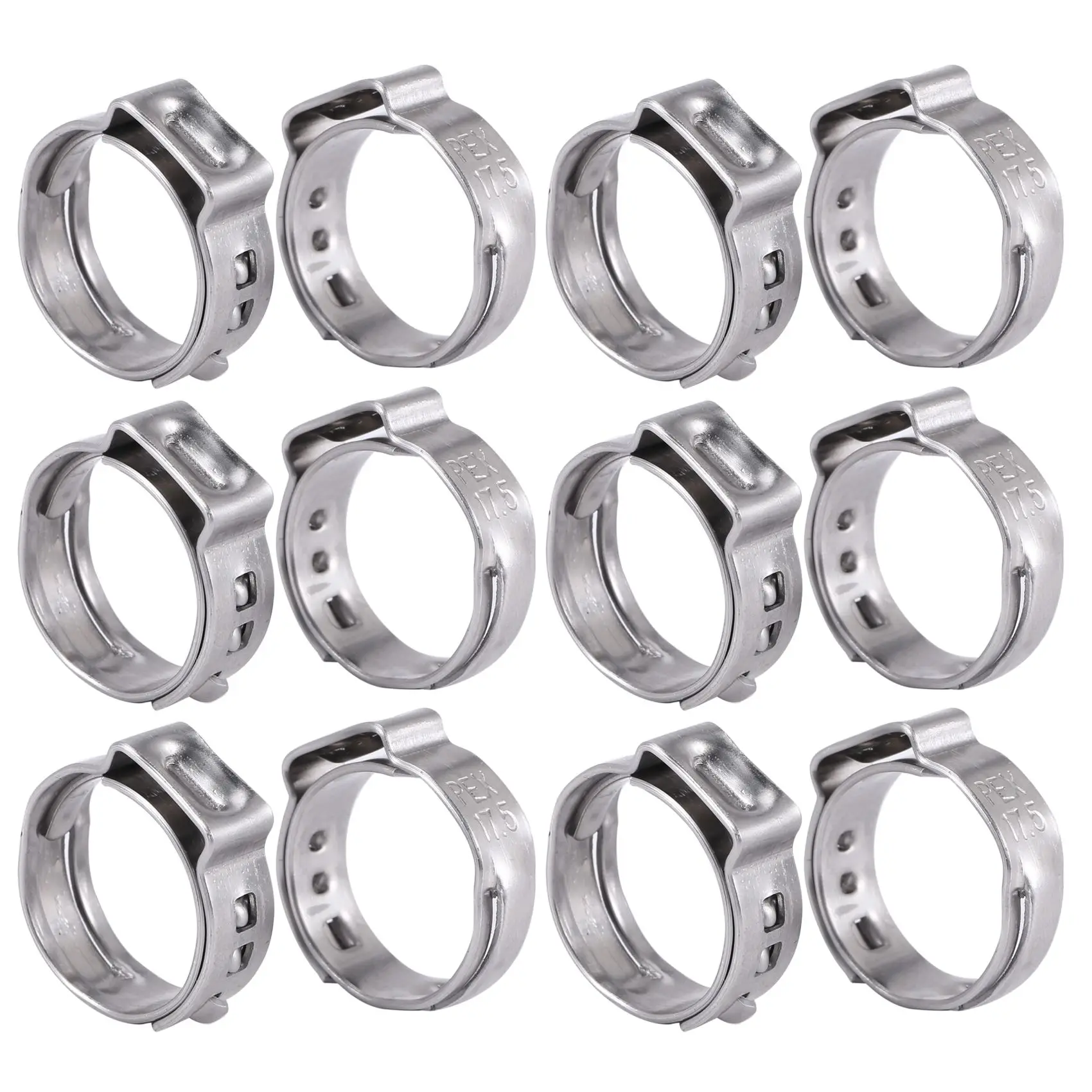 

100Pcs Cinch Clamps Pipe Clamps 1/2 Inch Fittings Stainless Steel Cinch Crimp Rings Pinch Clamps Crimp Fitting