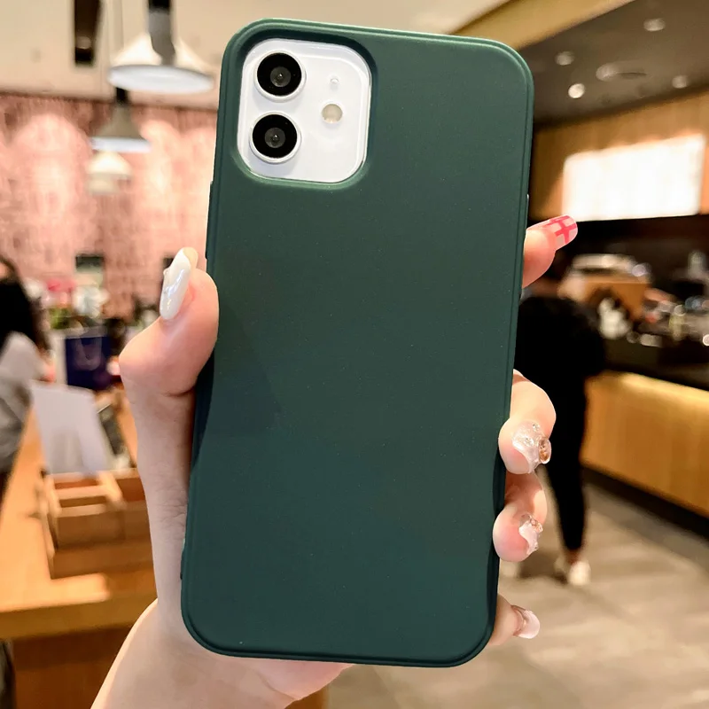 Luxury Soft Silicone Matte Shockproof Phone Case - Solid Color Cover