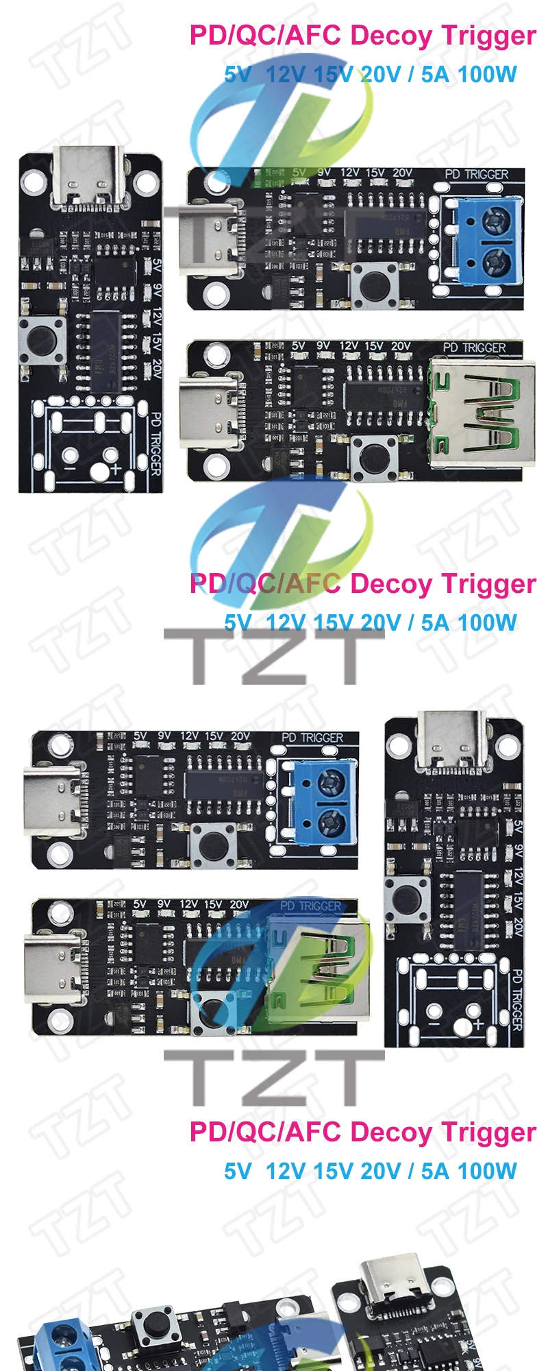 GREATZT 100W 5A USB-C Schnelllade-Triggerplatinenmodul PD/QC Decoy Board Schnellladung USB Typ-C PD 2.0 3.0-Modul – Detail 5